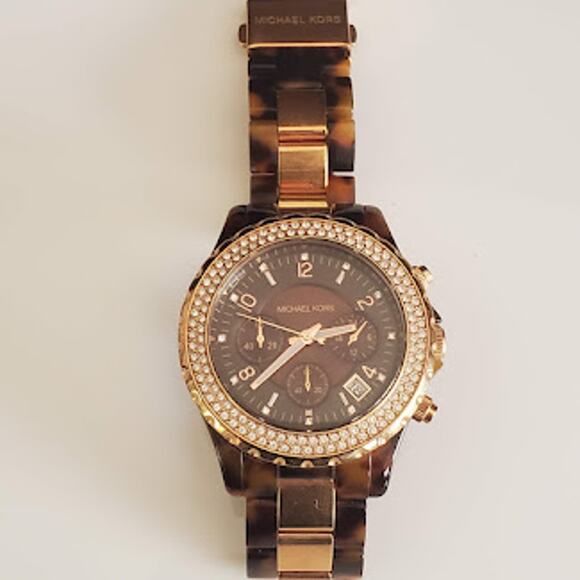 Michael Kors Ladies Rose Gold Watch Tortoise Shell and Rose Gold Band MK5416 - Picture 2 of 9